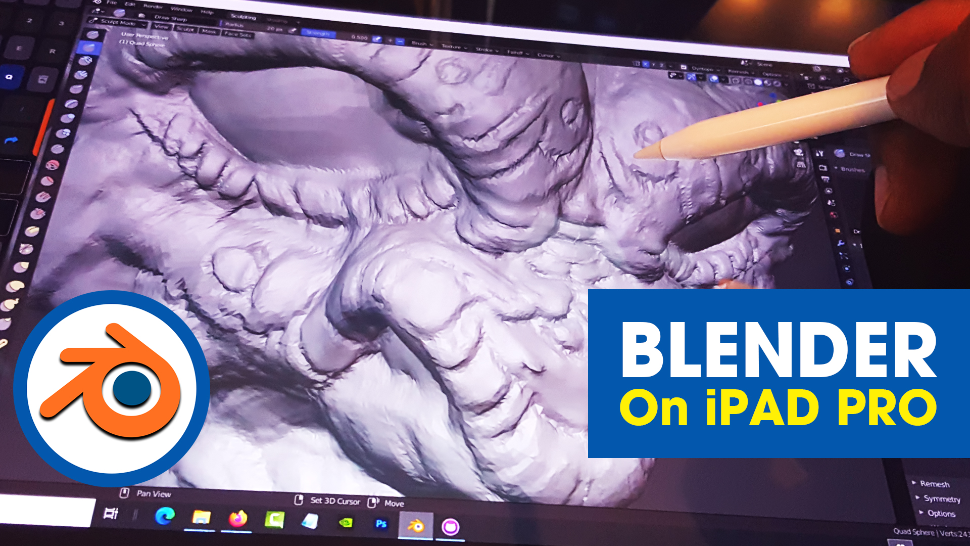 Sculpting In Blender On An IPad Pro With Apple Pencil Using Easy 